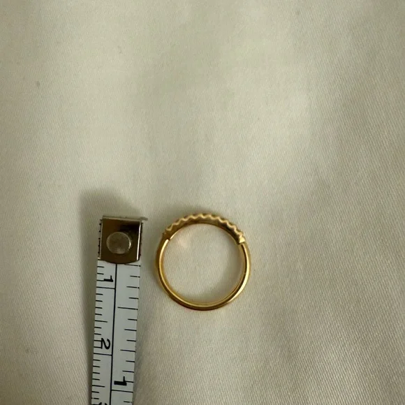 16g Gold Outside Gem Ring 14k yellow gold 7/16” CZ - Picture 4 of 5